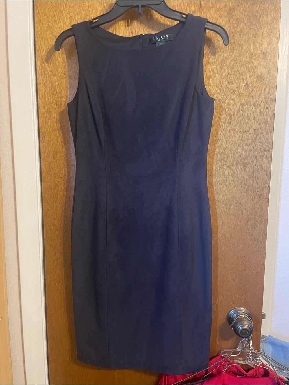 Ralph Lauren Navy Sleeveless Suede Dress